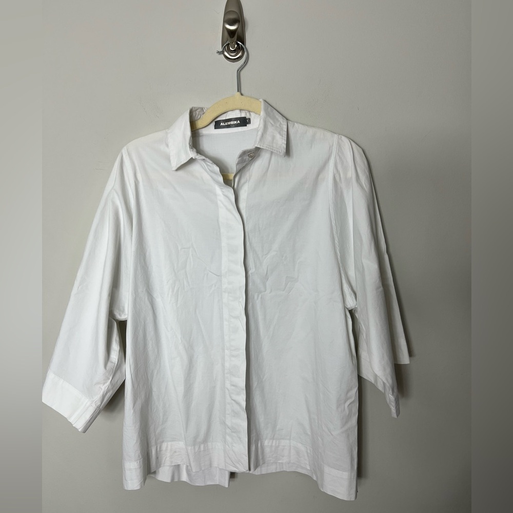 Alexandra White Button-Down Cotton Shirt (S)